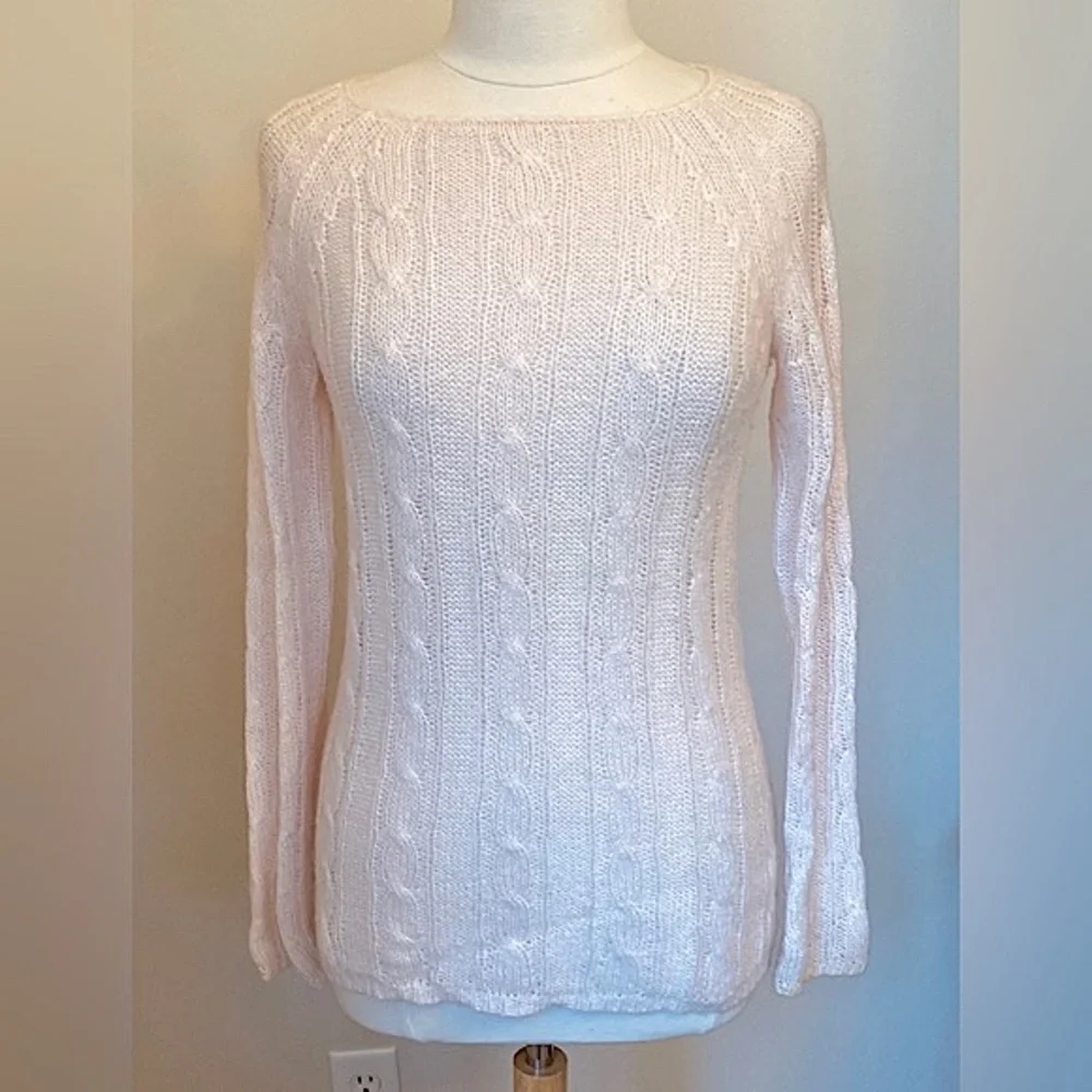 J. Crew Baby Pink SZ S Soft Girl Preppy Cottagecore Knit Mohair Wool Sweater
